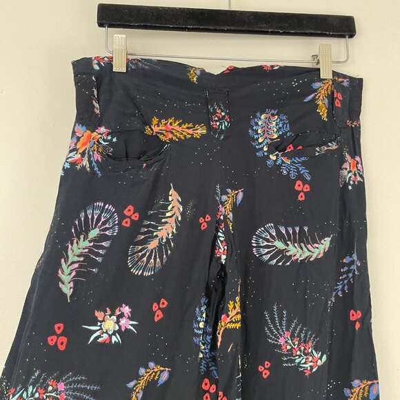 Free People One Navy Boho Printed Wide Leg Pants Size 4 - Picture 6 of 6
